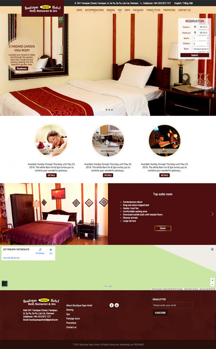 Mẫu website giới thiệu nhà hàng, đặt phòng khách sạn